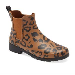 Hunter Refined Hybrid Print Thicket Leopard Cheetah Ankle Rain Boots Size 8